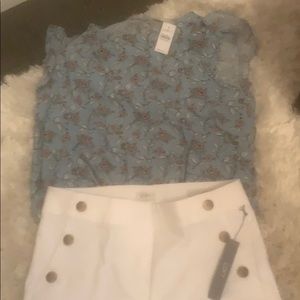 LOFT NWT White Skinny Button Pants with Shirt